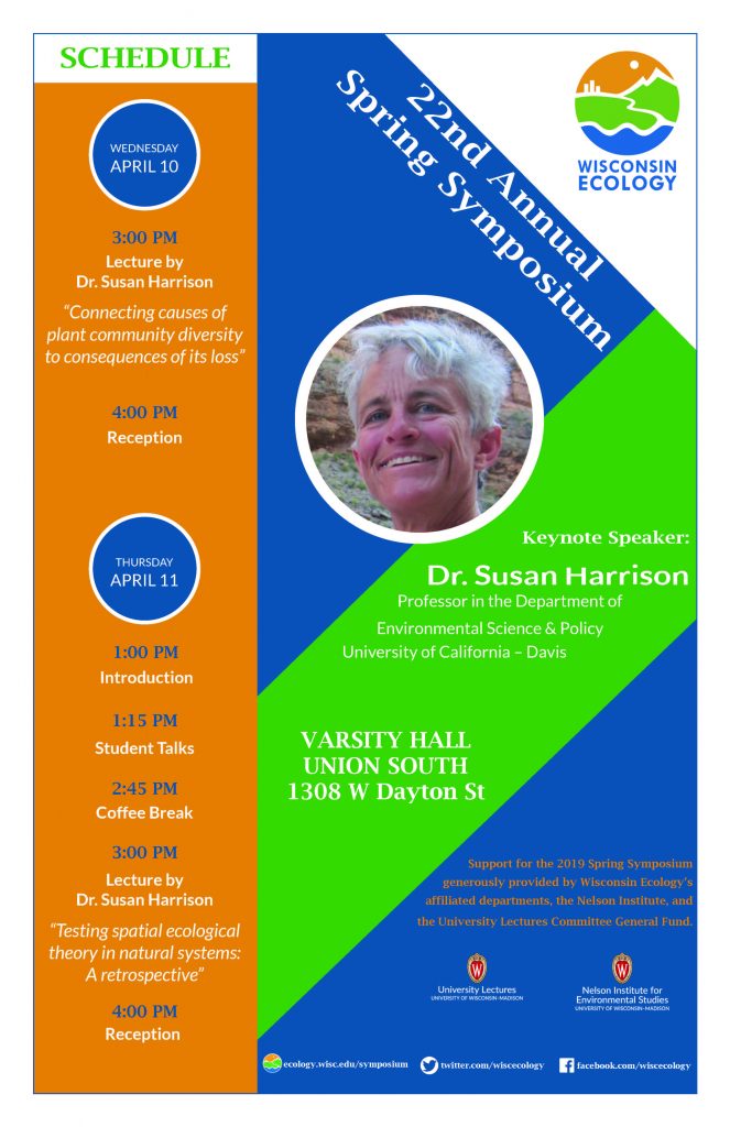 Flyer: 22nd annual spring symposium. Picture of Dr. Susan Harrison. Info in event description